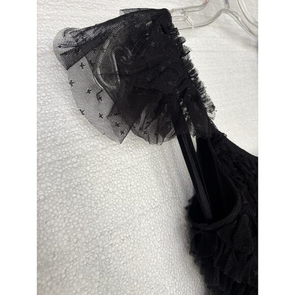 Mac Duggal 8054 Sz 4 Ruffle Cap Sleeve Embellished Tiered Midi Dress Velvet - Picture 6 of 10